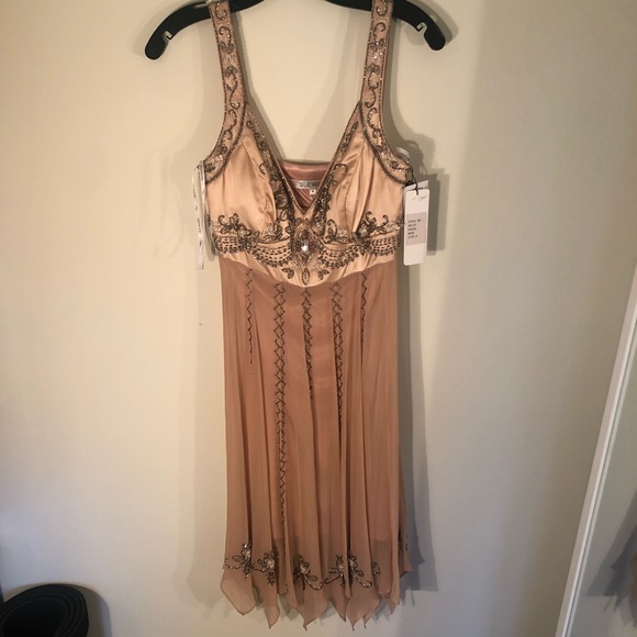 Sue Wong blush beaded cocktail dress - Picture 3 of 10